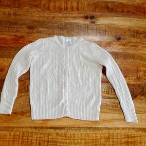 Crew Cuts, girls ivory cable knit cardigan. Size, L, 6-7